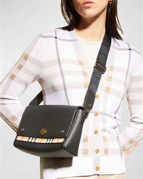 medium note leather check crossbody